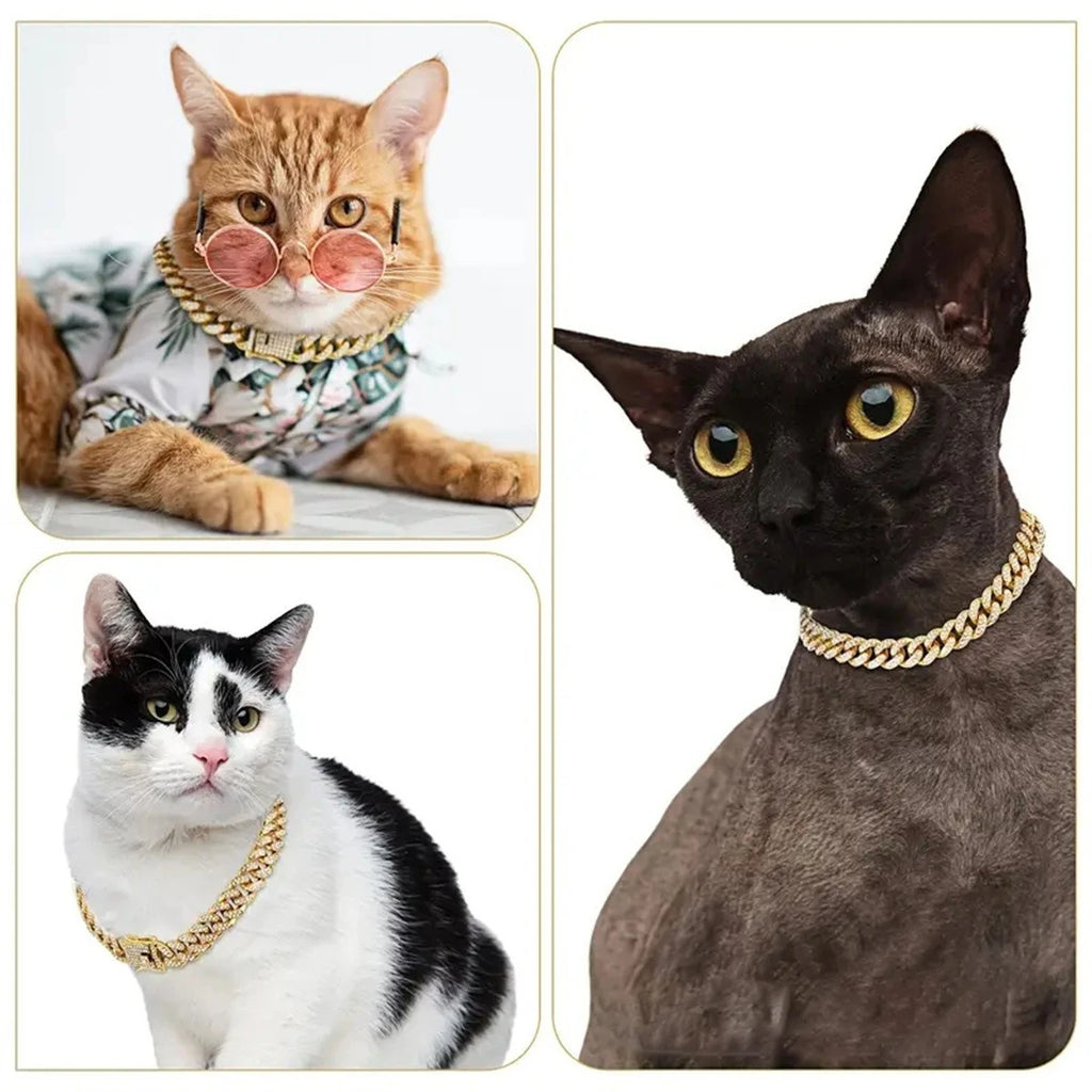 Coleira Cubana Luxo para Cães e Gatos | Corrente Premium em Liga Metálica com Fecho Seguro