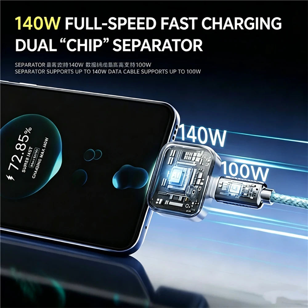 Carregador Inteligente USB-C 140W com Desligamento Automático | Proteção Inteligente Contra Sobrecarga