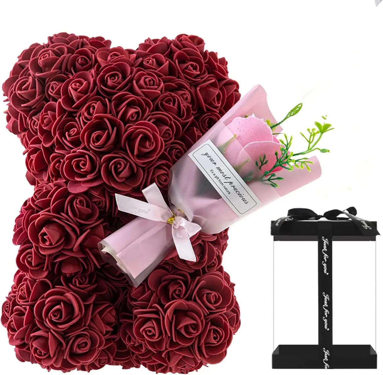 Urso de Rosas 25cm em Espuma – Presente Romântico para Dia dos Namorados, Aniversário e Ocasiões Especiais