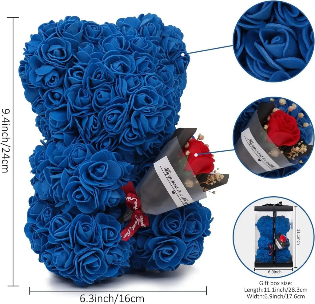 Urso de Rosas 25cm em Espuma – Presente Romântico para Dia dos Namorados, Aniversário e Ocasiões Especiais