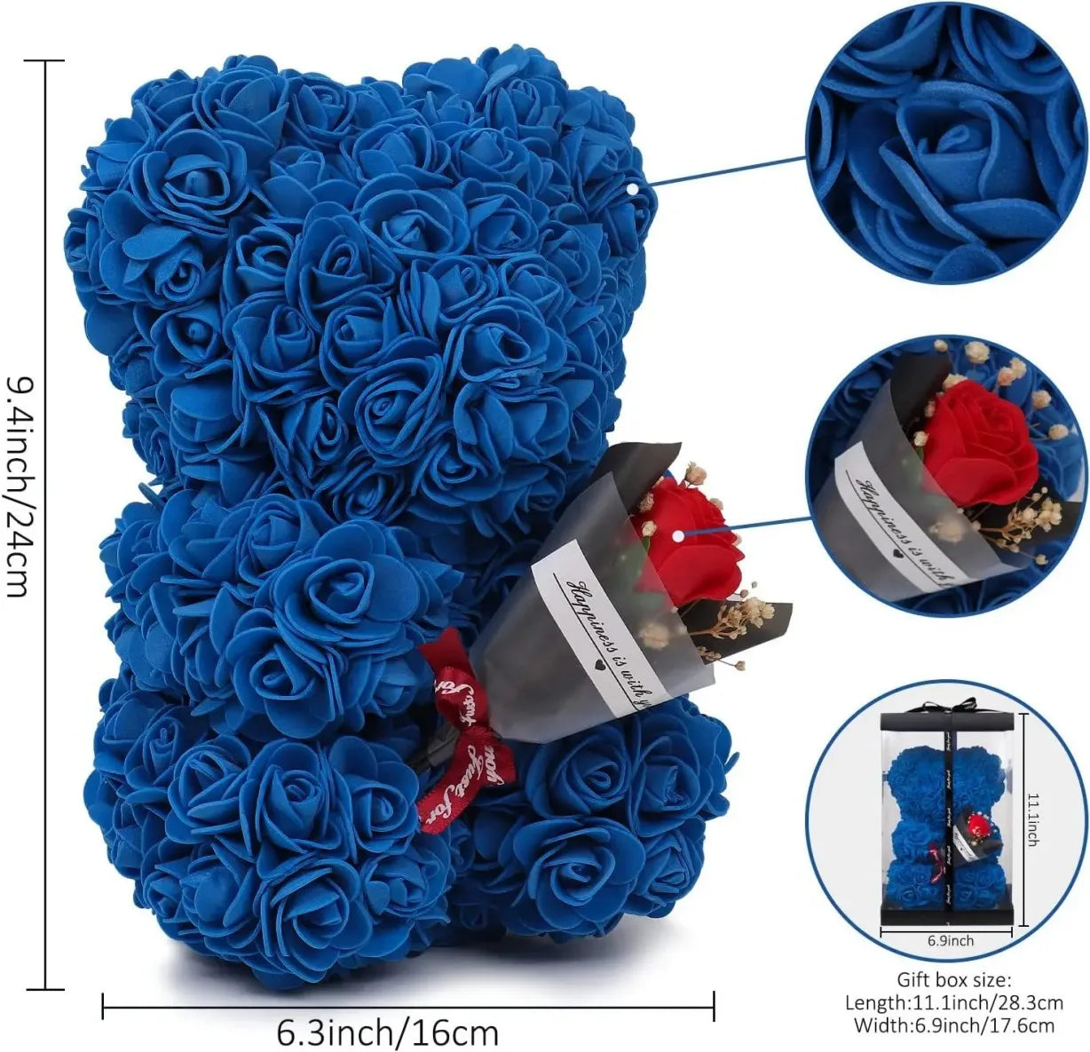 Urso de Rosas 25cm em Espuma – Presente Romântico para Dia dos Namorados, Aniversário e Ocasiões Especiais