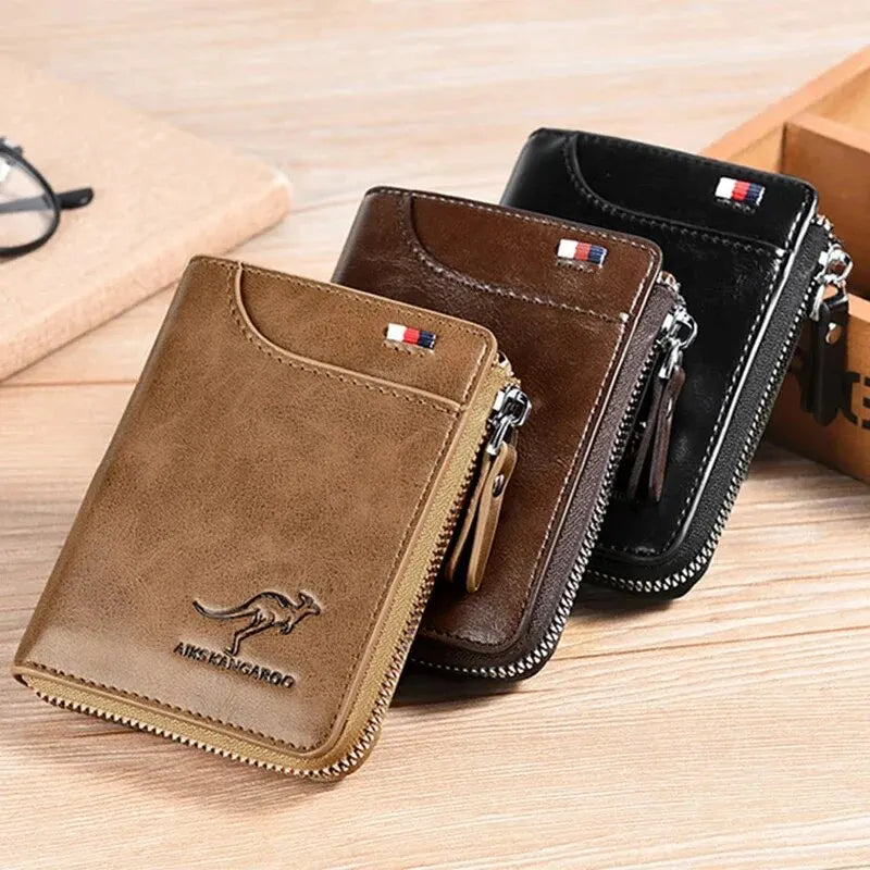 Carteira Masculina Premium com Fecho, Porta-Cartões e RFID