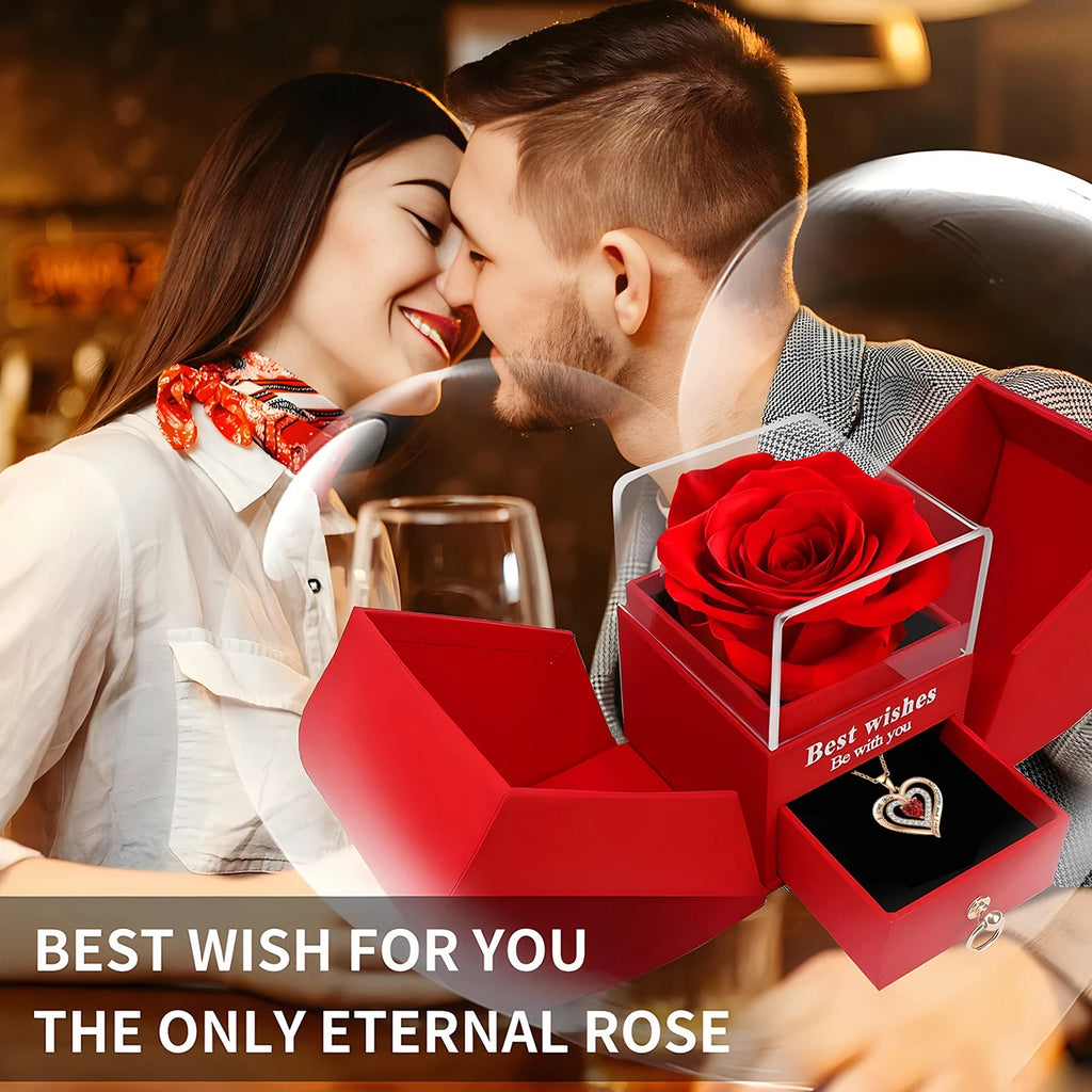 Eternal Rose Gift Box™ | Luxury Heart Necklace & Forever Rose – The Perfect Gift for Someone You Love