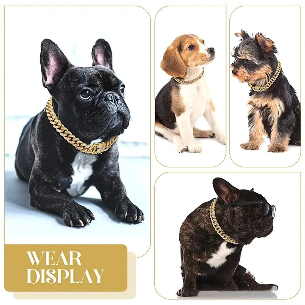 Coleira Cubana Luxo para Cães e Gatos | Corrente Premium em Liga Metálica com Fecho Seguro