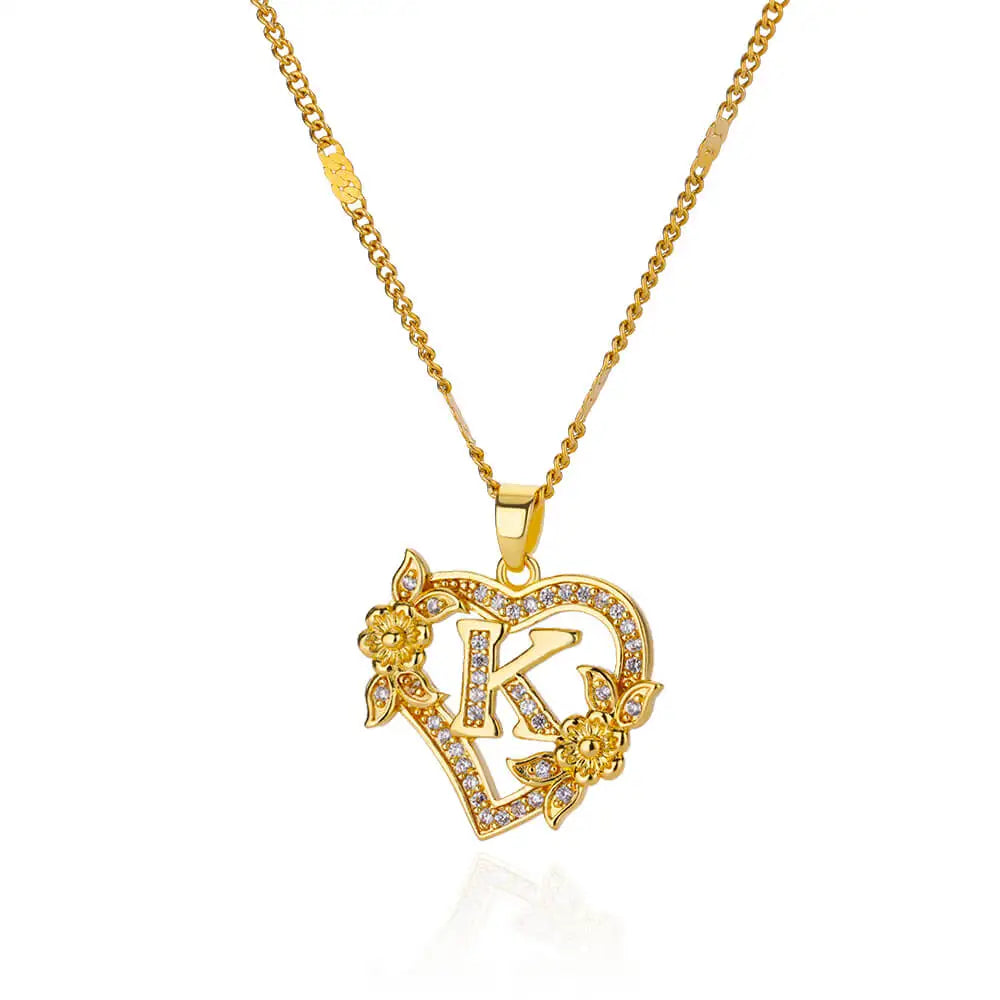 Personalized Heart Initial Necklace for Women – 18K Gold Plated Stainless Steel Letter Pendant | Meaningful Gift for Her