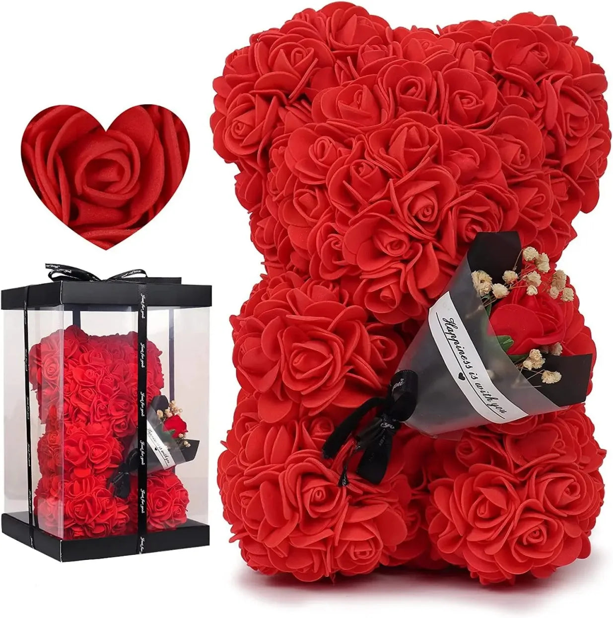 Urso de Rosas 25cm em Espuma – Presente Romântico para Dia dos Namorados, Aniversário e Ocasiões Especiais