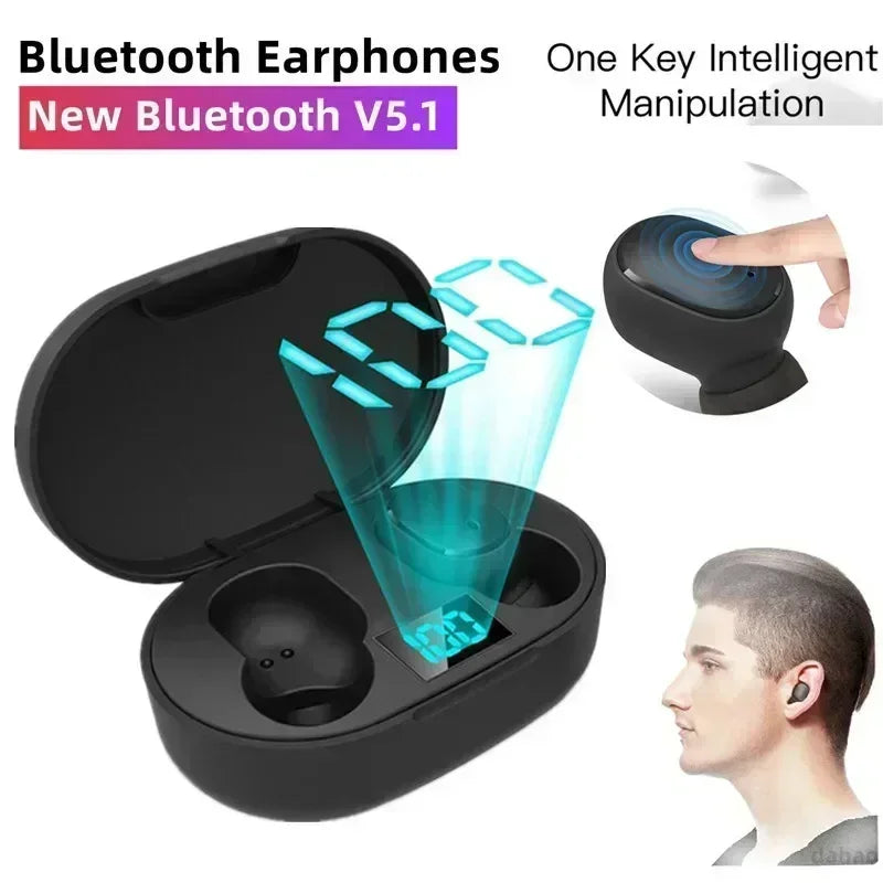 Auriculares Bluetooth E6S TWS Sem Fios – Bluetooth 5.0, Estojo de Carregamento, Microfone HD e Som Estéreo