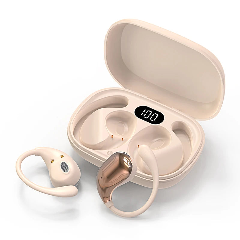 Auriculares Bluetooth 5.4 TWS com Gancho para Orelha | Cancelamento de Ruído, Microfone HD, Estojo de Carregamento e Resistência à Água