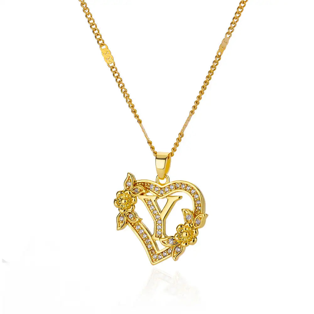 Personalized Heart Initial Necklace for Women – 18K Gold Plated Stainless Steel Letter Pendant | Meaningful Gift for Her