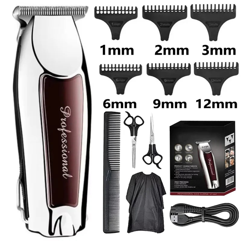Máquina de Cortar Cabelo Profissional Kemei USB | Aparador de Barba Recarregável