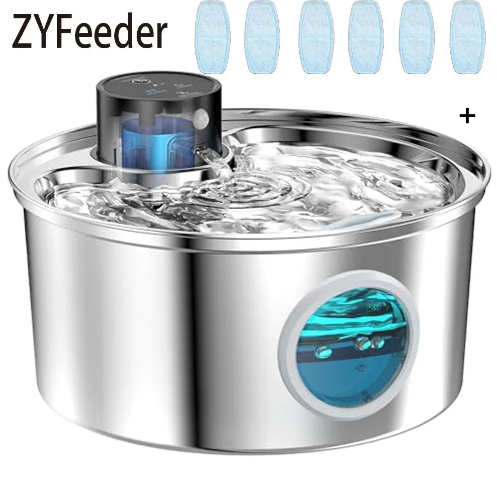 Fonte de Água Automática Sem Fios para Gatos em Aço Inoxidável | Sensor Inteligente | Recarregável USB | Ultra Silenciosa