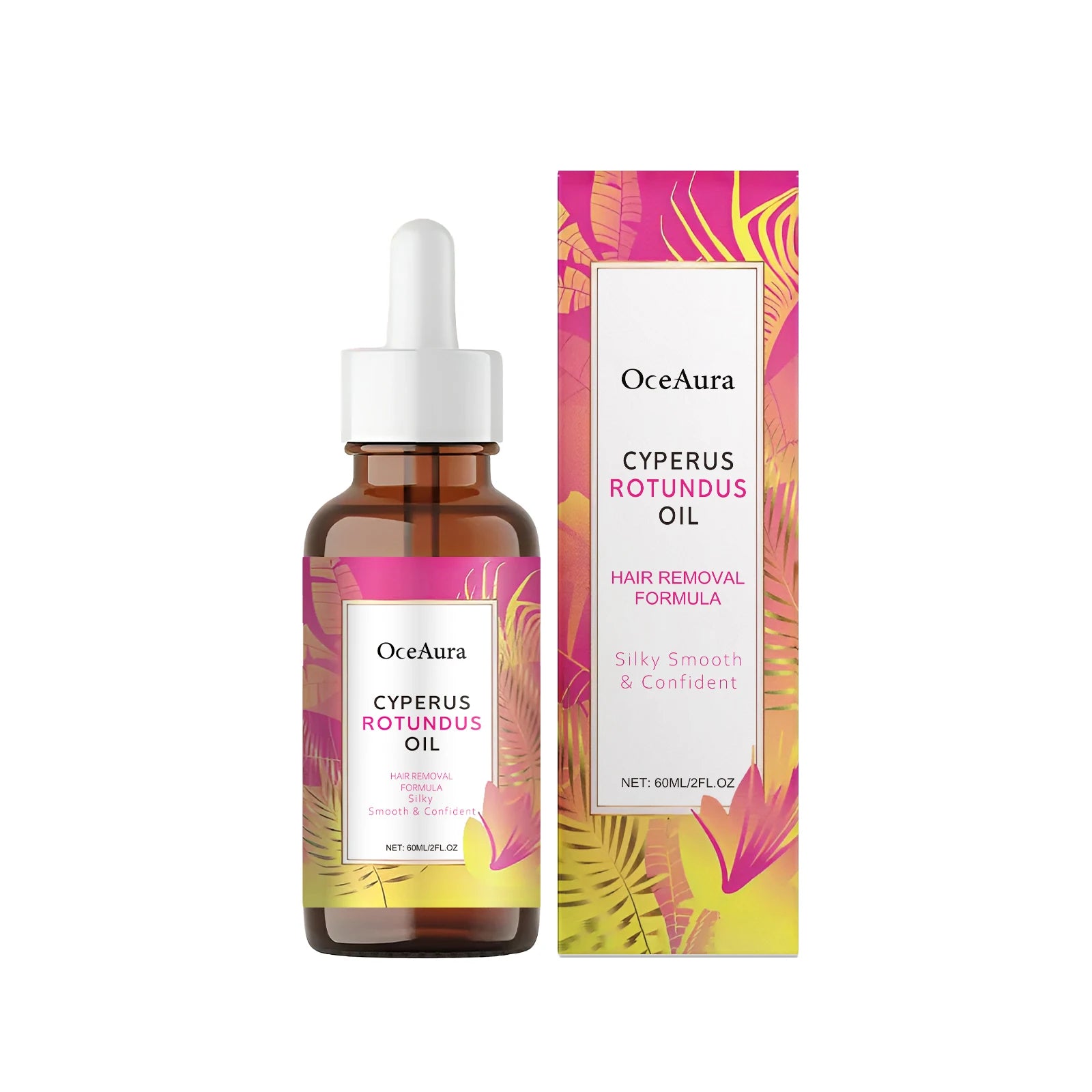 Óleo de Cyperus Rotundus OceAura para Redução de Pelos | Hidratação Profunda e Pele Suave | 60ml