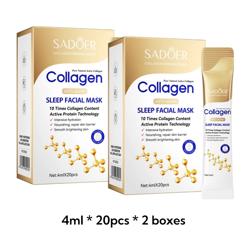 Máscara Facial Noturna de Colágeno Premium – Hidratação Profunda e Efeito Firmador (30 ou 40 Unidades)