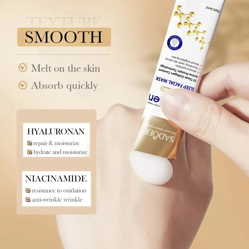 Máscara Facial Noturna de Colágeno Premium – Hidratação Profunda e Efeito Firmador (30 ou 40 Unidades)