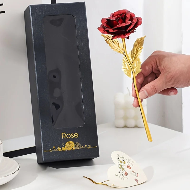 Rosa Eterna Dourada na Caixa de Luxo – Presente Romântico