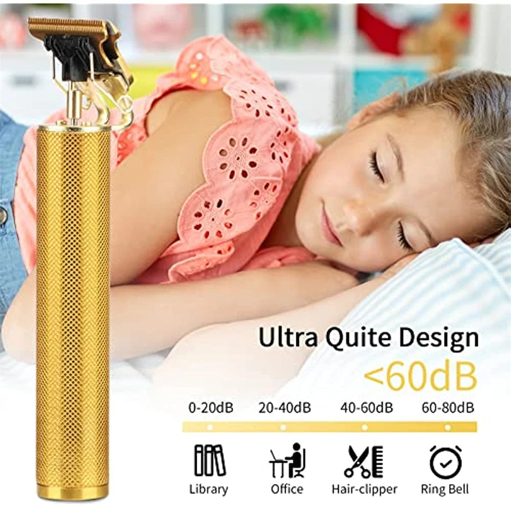 Máquina de Cortar Cabelo Profissional T9 Vintage Sem Fios – Aparador de Barba, Cabelo e Contornos Recarregável USB