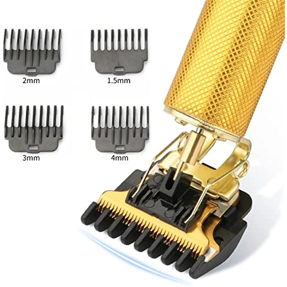 Máquina de Cortar Cabelo Profissional T9 Vintage Sem Fios – Aparador de Barba, Cabelo e Contornos Recarregável USB