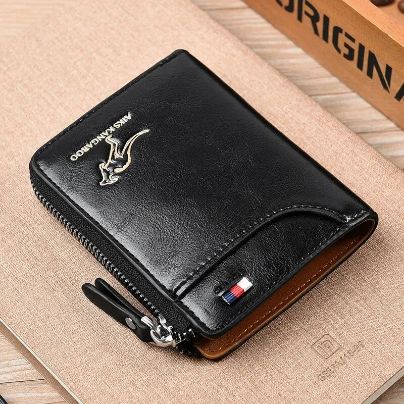 Carteira Masculina Premium com Fecho, Porta-Cartões e RFID