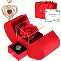 💝 Eternal Rose Heart Necklace™ | Colar com Rosa Eterna e Caixa de Presente Luxo