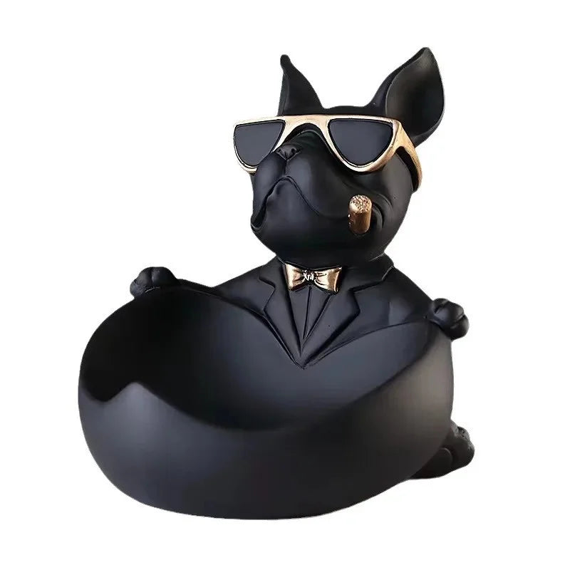 Estátua Bulldog Premium com Bandeja Organizadora – Decoração Moderna