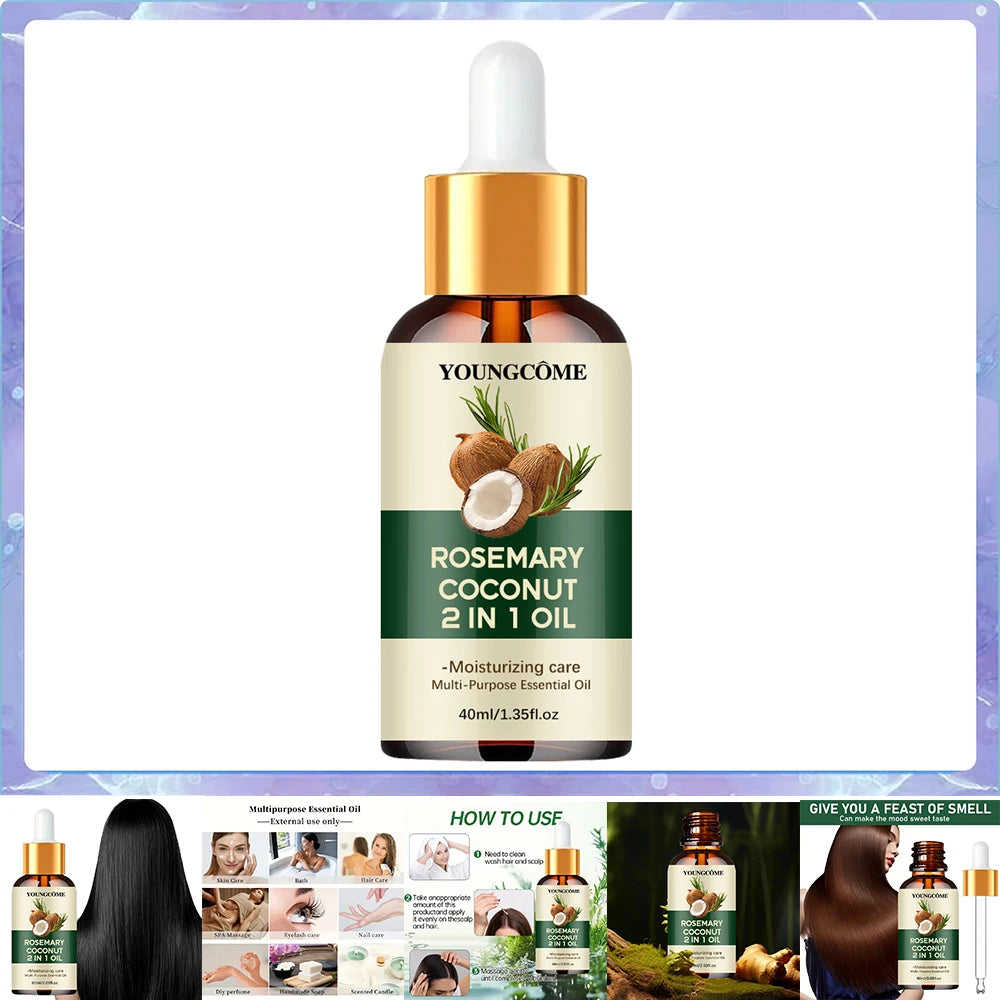 Óleo de Alecrim Premium para Crescimento Capilar | Fortalece, Nutre e Reduz a Queda | 40ml e 60ml