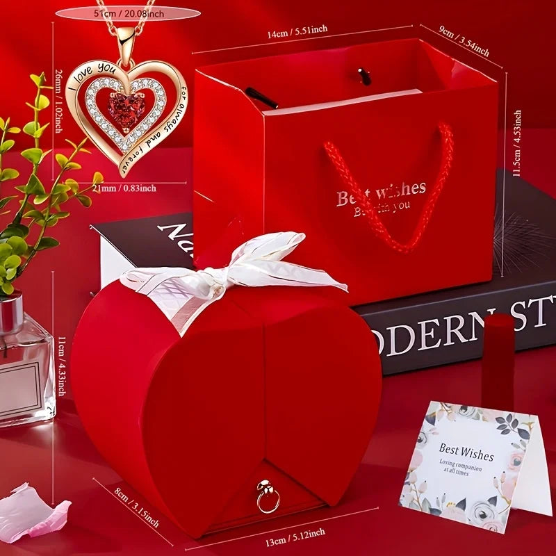 Eternal Rose Gift Box™ | Luxury Heart Necklace & Forever Rose – The Perfect Gift for Someone You Love