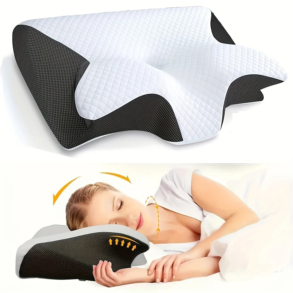 Almofada Ortopédica Ergonómica Premium | Espuma Memory Foam para Alívio das Dores Cervicais e Sono Perfeito