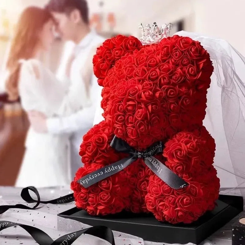Urso de Rosas Decorativo – Presente Romântico para Dia dos Namorados, Aniversário e Casamento