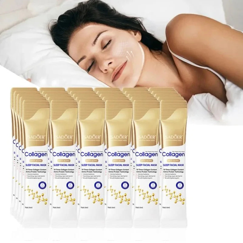 Máscara Facial Noturna de Colágeno Premium – Hidratação Profunda e Efeito Firmador (30 ou 40 Unidades)