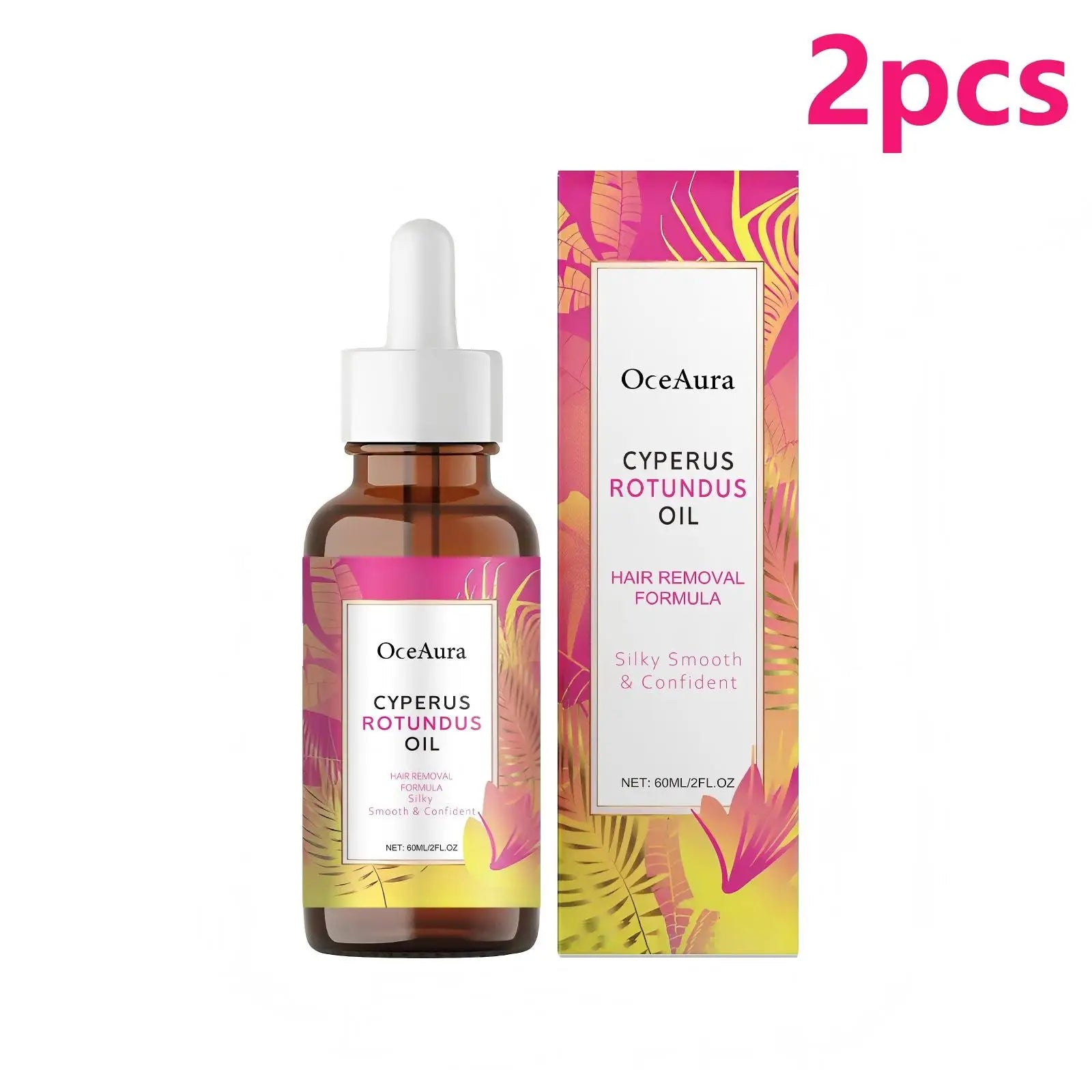 Óleo de Cyperus Rotundus OceAura para Redução de Pelos | Hidratação Profunda e Pele Suave | 60ml